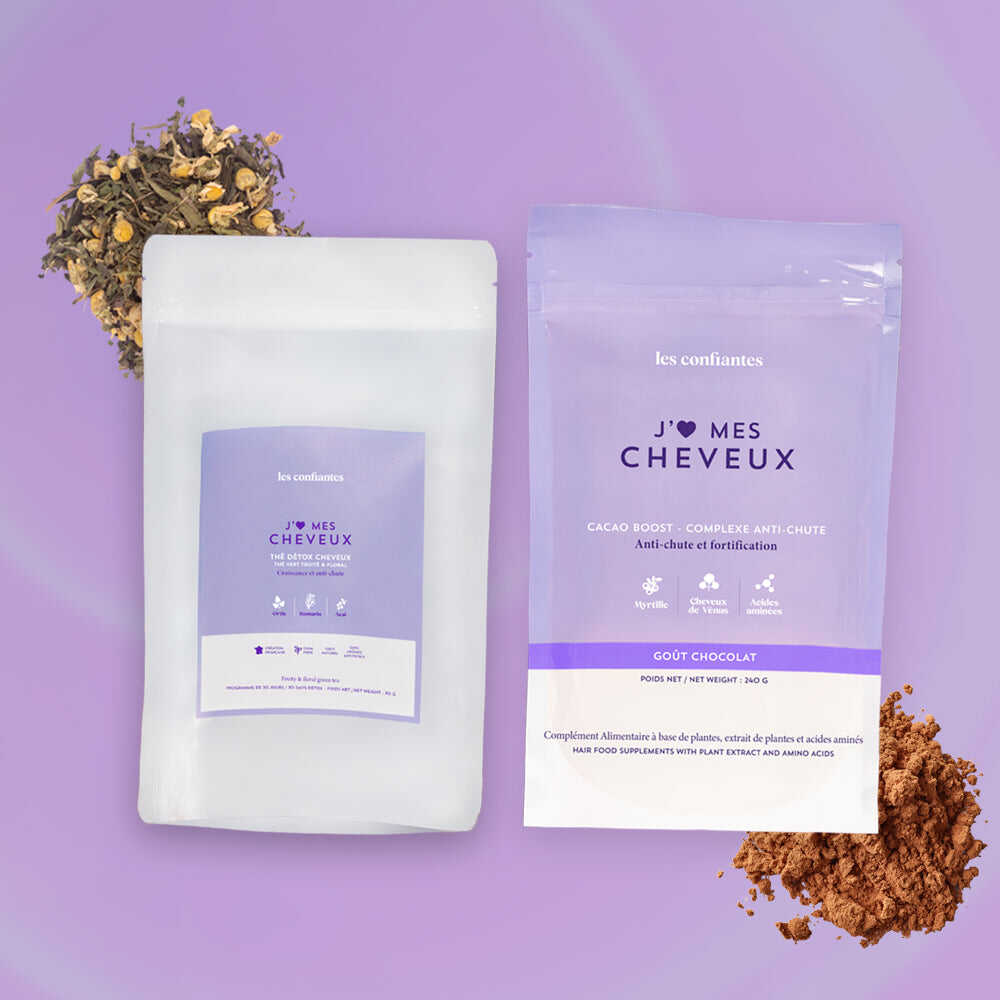 Pack New Start - Cacao Boost Chocolat & Thé vert détox - Fortification, croissance et cheveux sains Les Confiantes