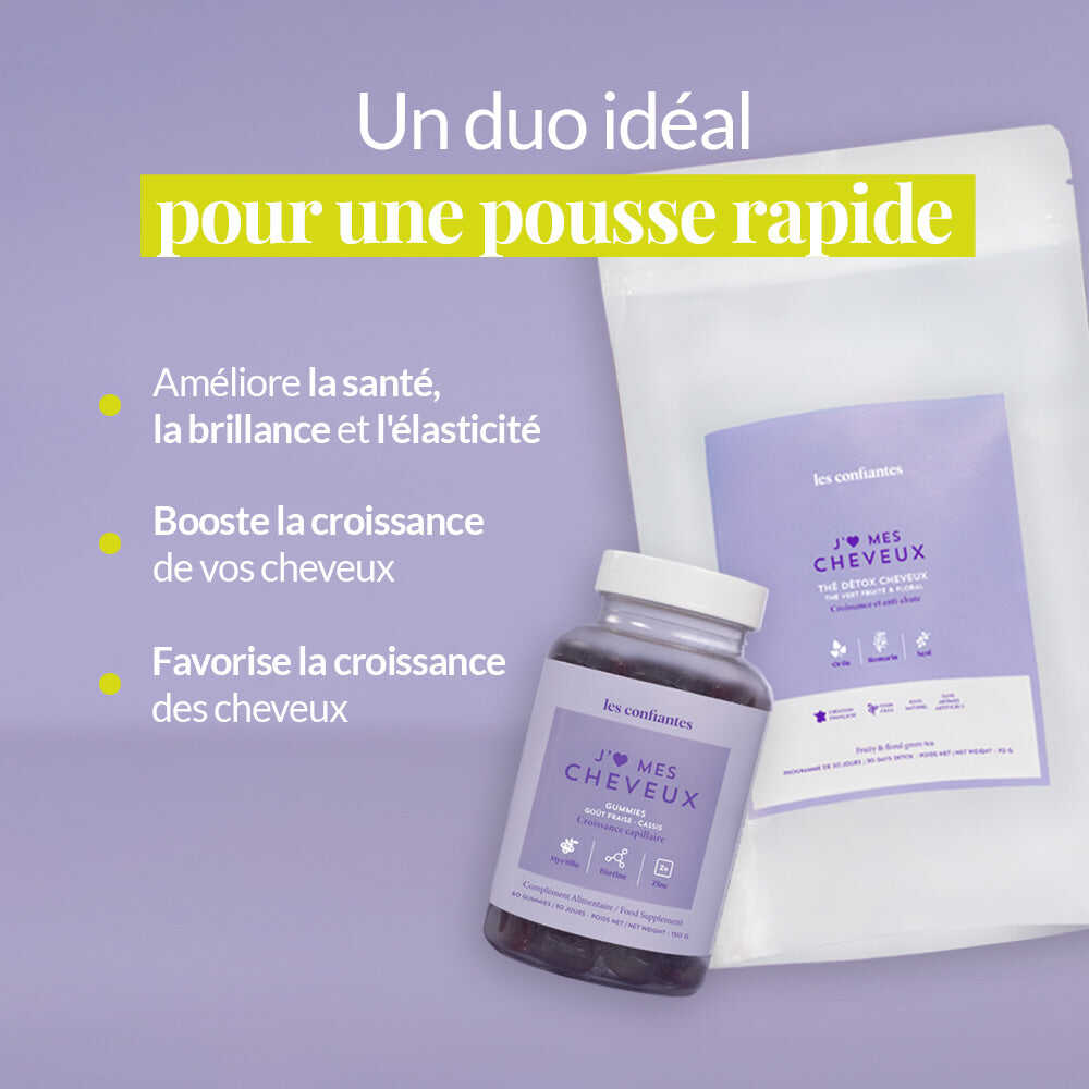 Pack Coup de Pousse Les Confiantes, stimule la croissance et la densité des cheveux naturellement.
